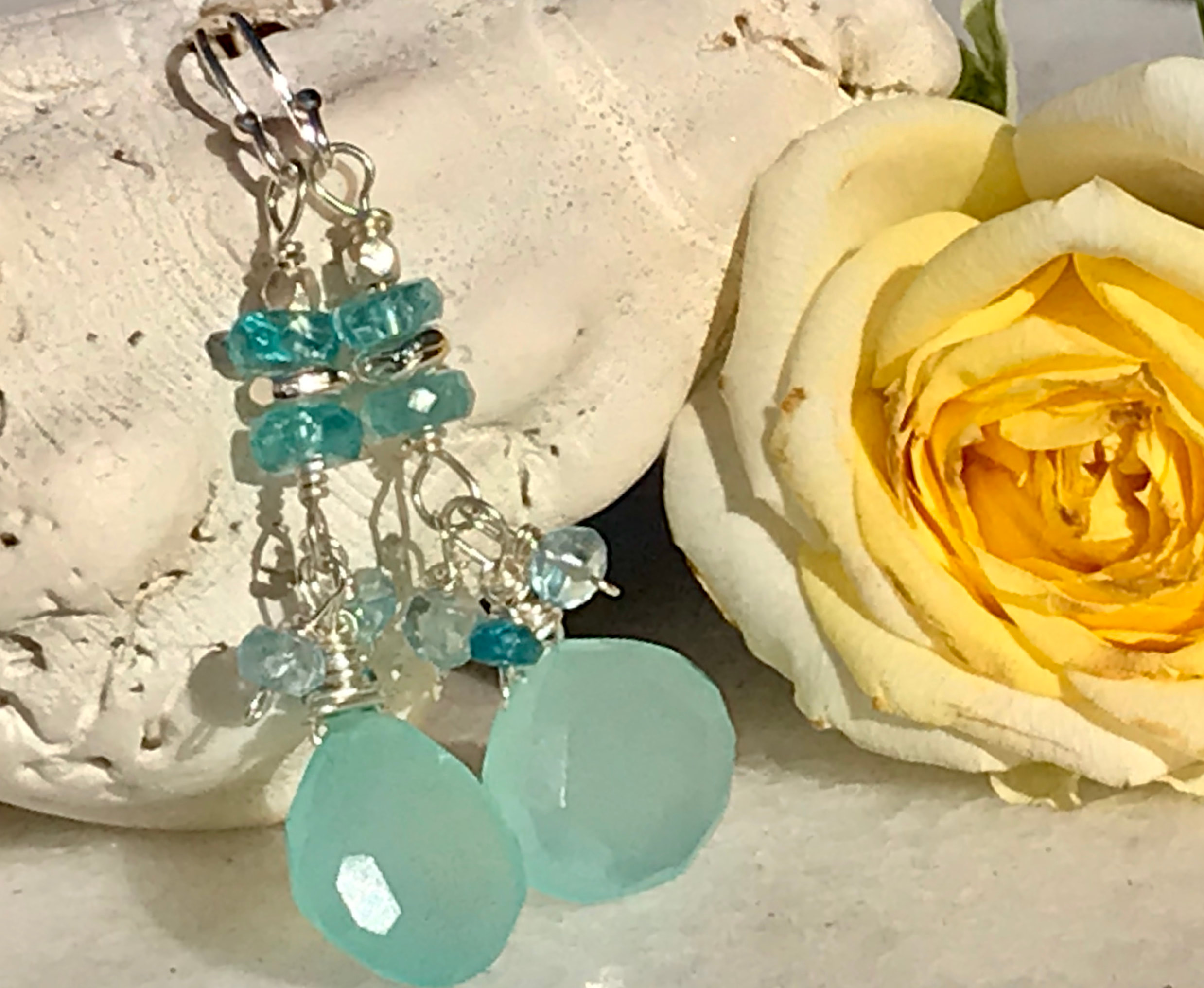 Soothing Chalcedony Cluster earrings
